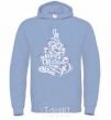 Men`s hoodie Merry Christmas tree sky-blue фото