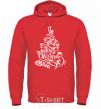 Men`s hoodie Merry Christmas tree bright-red фото