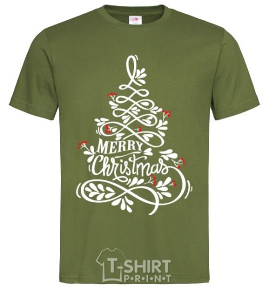 Men's T-Shirt Merry Christmas tree millennial-khaki фото