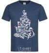 Men's T-Shirt Merry Christmas tree navy-blue фото