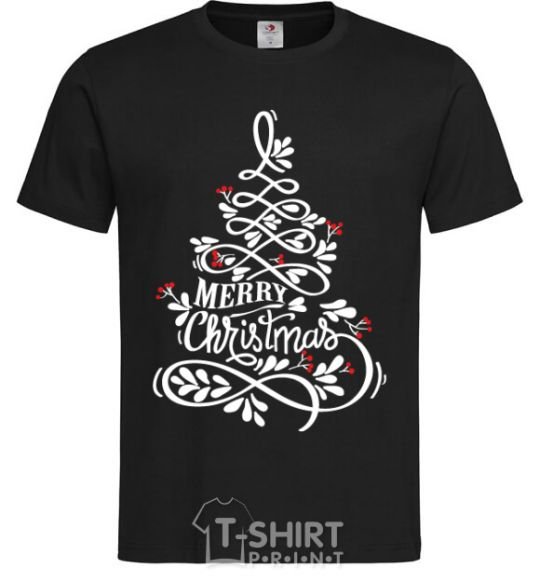 Men's T-Shirt Merry Christmas tree black фото