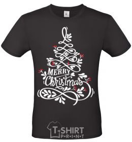 Men's T-Shirt Merry Christmas tree black фото