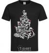 Men's T-Shirt Merry Christmas tree black фото