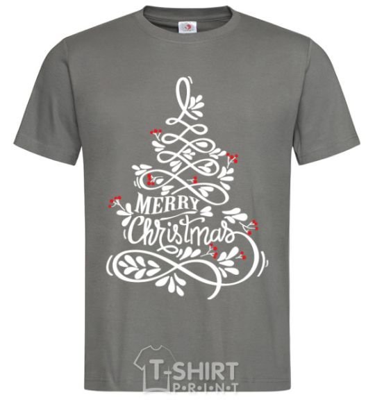 Men's T-Shirt Merry Christmas tree dark-grey фото