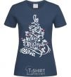 Women's T-shirt Merry Christmas tree navy-blue фото