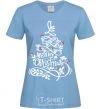 Women's T-shirt Merry Christmas tree sky-blue фото