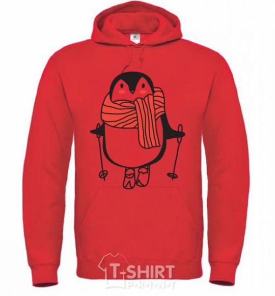 Мужская толстовка (худи) Penguin man Ярко-красный фото