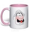 Mug with a colored handle Penguin woman light-pink фото