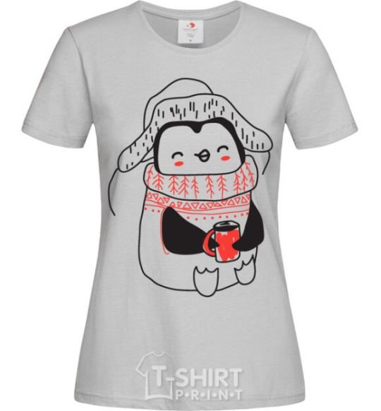 Women's T-shirt Penguin woman grey фото