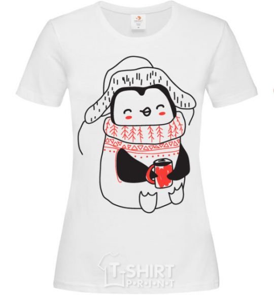 Women's T-shirt Penguin woman White фото