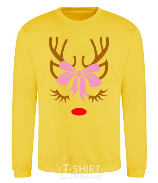 Sweatshirt Chrismas deer mother yellow фото