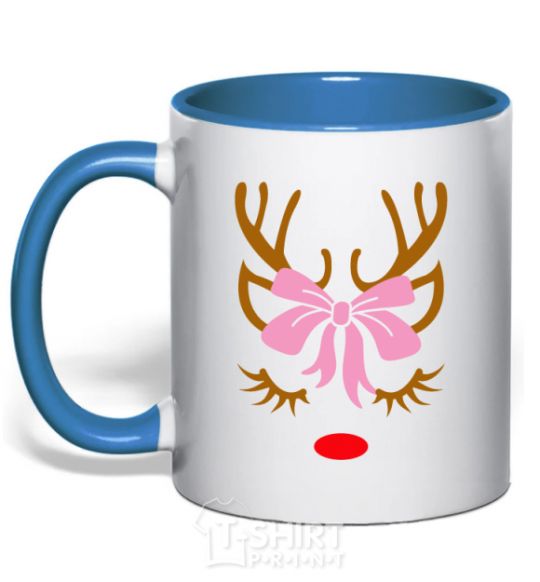 Чашка с цветной ручкой Chrismas deer mother Ярко-синий фото
