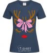 Women's T-shirt Chrismas deer mother navy-blue фото