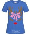 Women's T-shirt Chrismas deer mother royal-blue фото