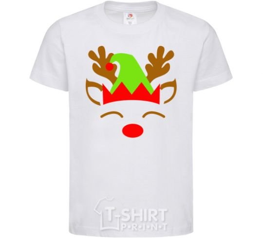 Kids T-shirt Chrismas deer son White фото