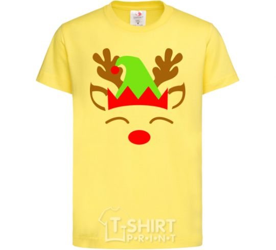 Kids T-shirt Chrismas deer son cornsilk фото