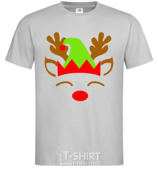 Men's T-Shirt Chrismas deer son grey фото