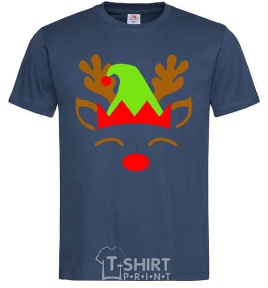 Men's T-Shirt Chrismas deer son navy-blue фото