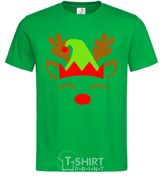 Мужская футболка Chrismas deer son Зеленый фото