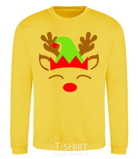 Sweatshirt Chrismas deer son yellow фото