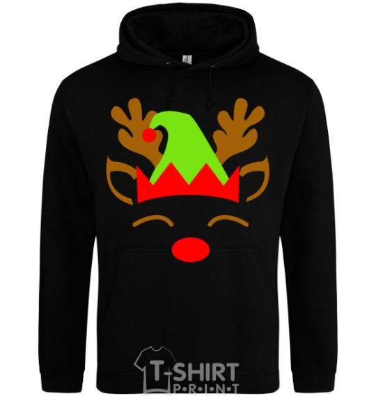 Men`s hoodie Chrismas deer son black фото