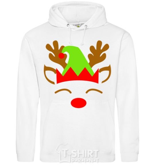 Men`s hoodie Chrismas deer son White фото