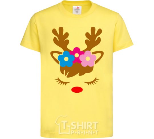 Kids T-shirt Chrismas deer daughter cornsilk фото