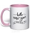 Mug with a colored handle Hello New Year light-pink фото