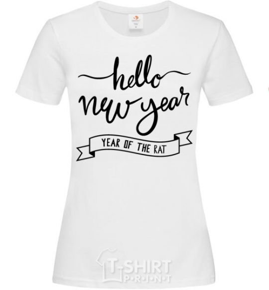 Women's T-shirt Hello New Year White фото
