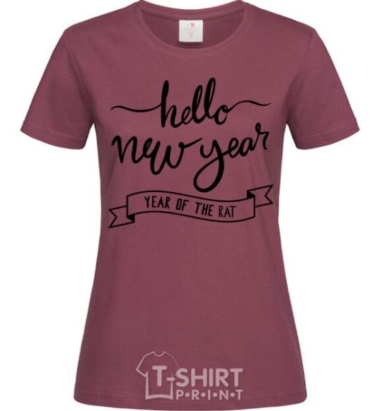 Women's T-shirt Hello New Year burgundy фото