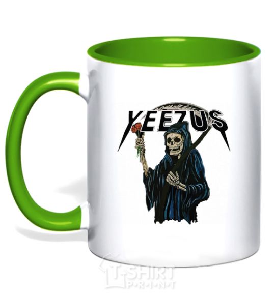 Mug with a colored handle Yeezus Kanye West kelly-green фото
