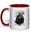 Mug with a colored handle Yeezus red фото