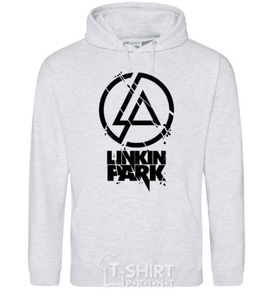 Мужская толстовка (худи) Linkin park broken logo Серый меланж фото