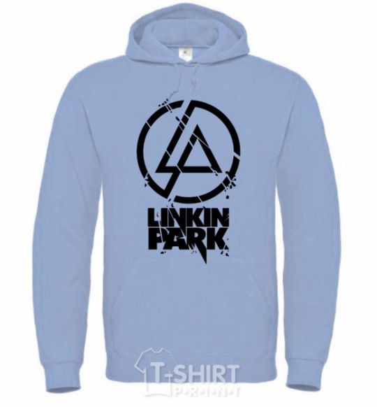 Мужская толстовка (худи) Linkin park broken logo Голубой фото