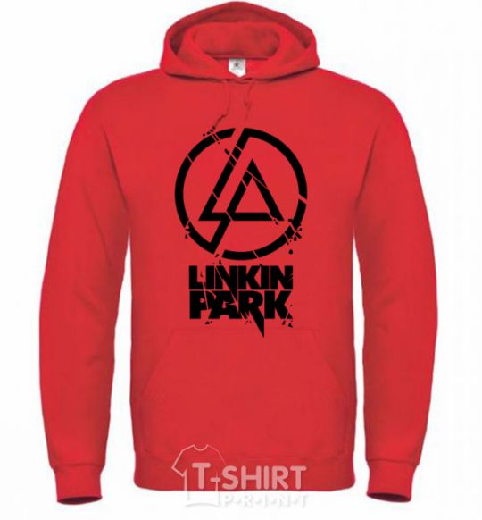 Мужская толстовка (худи) Linkin park broken logo Ярко-красный фото