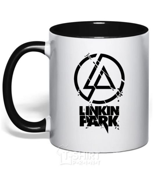 Mug with a colored handle Linkin park broken logo black фото