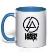 Mug with a colored handle Linkin park broken logo royal-blue фото