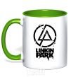 Mug with a colored handle Linkin park broken logo kelly-green фото