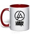 Mug with a colored handle Linkin park broken logo red фото