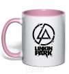 Mug with a colored handle Linkin park broken logo light-pink фото