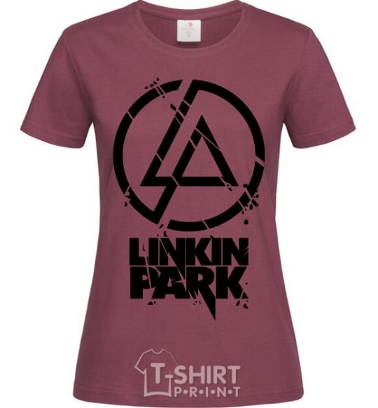 Women's T-shirt Linkin park broken logo burgundy фото