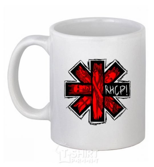 Чашка керамическая Red hot chili peppers logo Белый фото