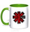 Mug with a colored handle Red hot chili peppers logo kelly-green фото