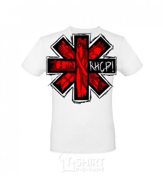 Men's T-Shirt Red hot chili peppers logo White фото