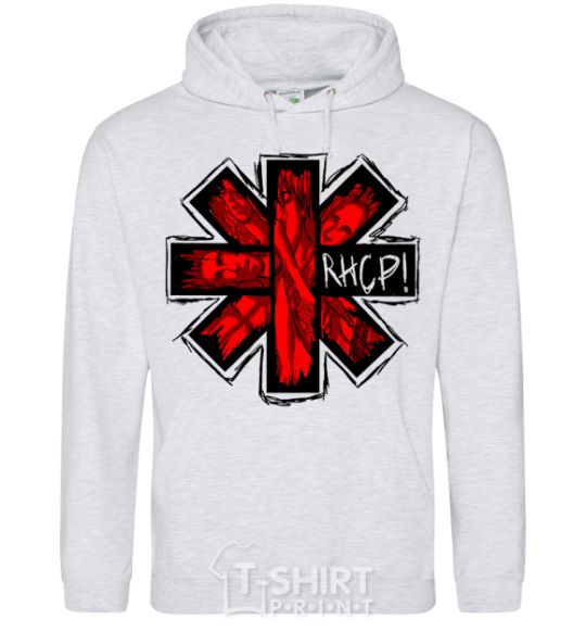 Men`s hoodie Red hot chili peppers logo sport-grey фото