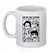 Ceramic mug Red hot chili peppers faces White фото