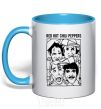 Mug with a colored handle Red hot chili peppers faces sky-blue фото