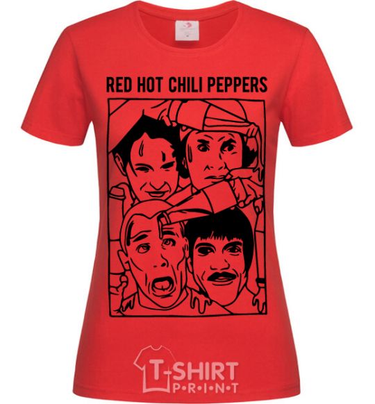 Женская футболка Red hot chili peppers faces Красный фото