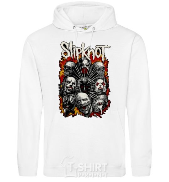 Мужская толстовка (худи) Slipknot logo Белый фото