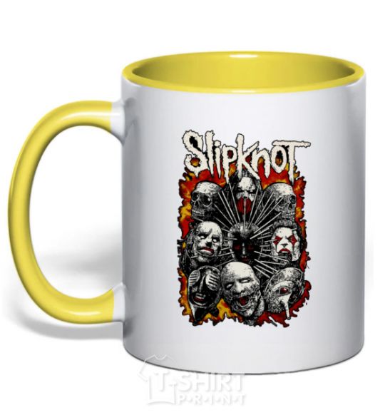 Чашка с цветной ручкой Slipknot logo Солнечно желтый фото